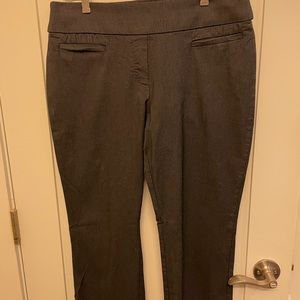 Dark grey dress pants pull on elastic waste